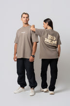 Oversize Backprint Interlock Tee - BOLD DREAMS (DEEP BEIGE)