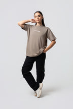 Oversize Backprint Interlock Tee - BOLD DREAMS (DEEP BEIGE)
