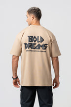 Oversize Backprint Interlock Tee - BOLD DREAMS (BEIGE)
