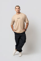 Oversize Backprint Interlock Tee - BOLD DREAMS (BEIGE)