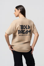 Oversize Backprint Interlock Tee - BOLD DREAMS (BEIGE)