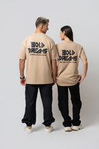 Oversize Backprint Interlock Tee - BOLD DREAMS (BEIGE)