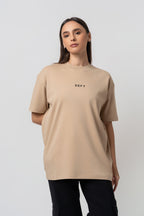 Oversize Backprint Interlock Tee - CHASE THE IMPOSSIBLE (BEIGE)