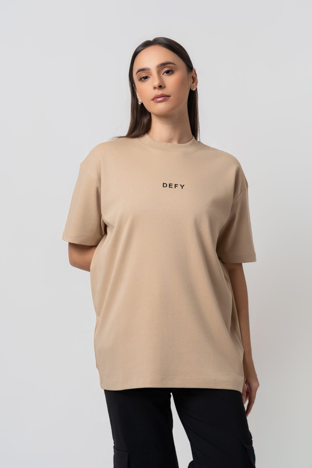 Oversize Backprint Interlock Tee - CHASE THE IMPOSSIBLE (BEIGE)