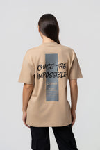 Oversize Backprint Interlock Tee - CHASE THE IMPOSSIBLE (BEIGE)