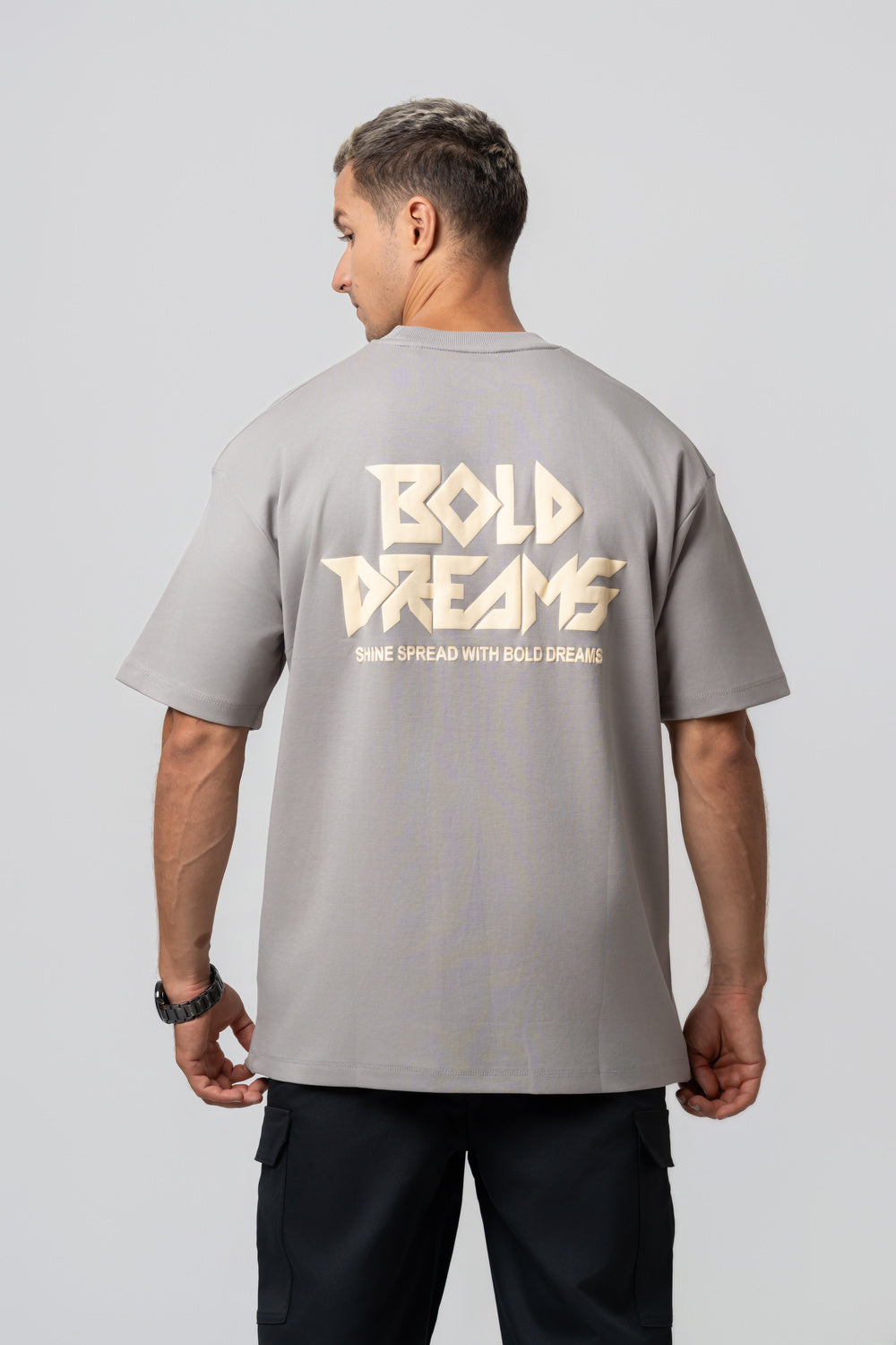 Oversize Backprint Interlock Tee - BOLD DREAMS (LITE ASH)