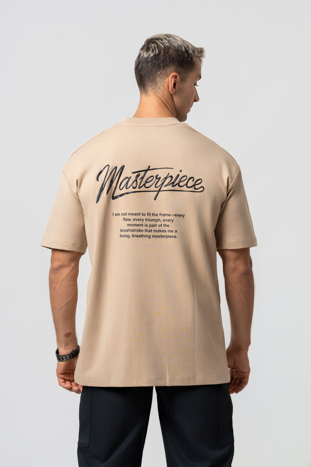 Oversize Backprint Interlock Tee - MASTERPIECE (BEIGE)