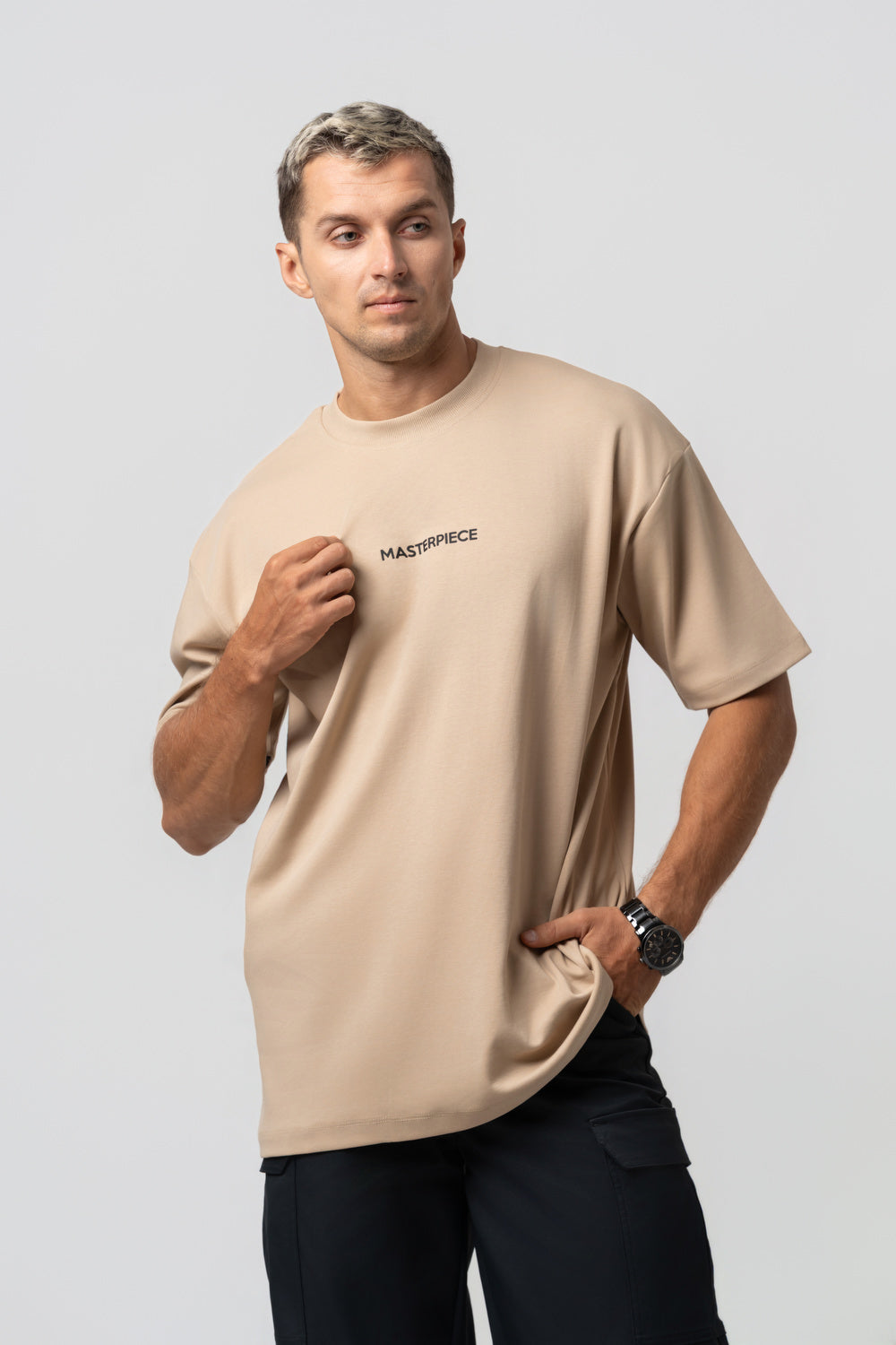 Oversize Backprint Interlock Tee - MASTERPIECE (BEIGE)