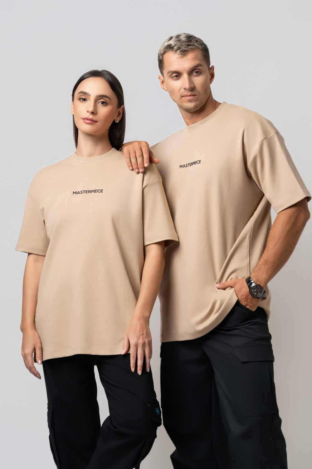 Oversize Backprint Interlock Tee - MASTERPIECE (BEIGE)