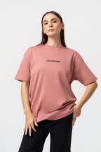 Oversize Backprint Interlock Tee - THE LEGEND (DUSTY ROSE)
