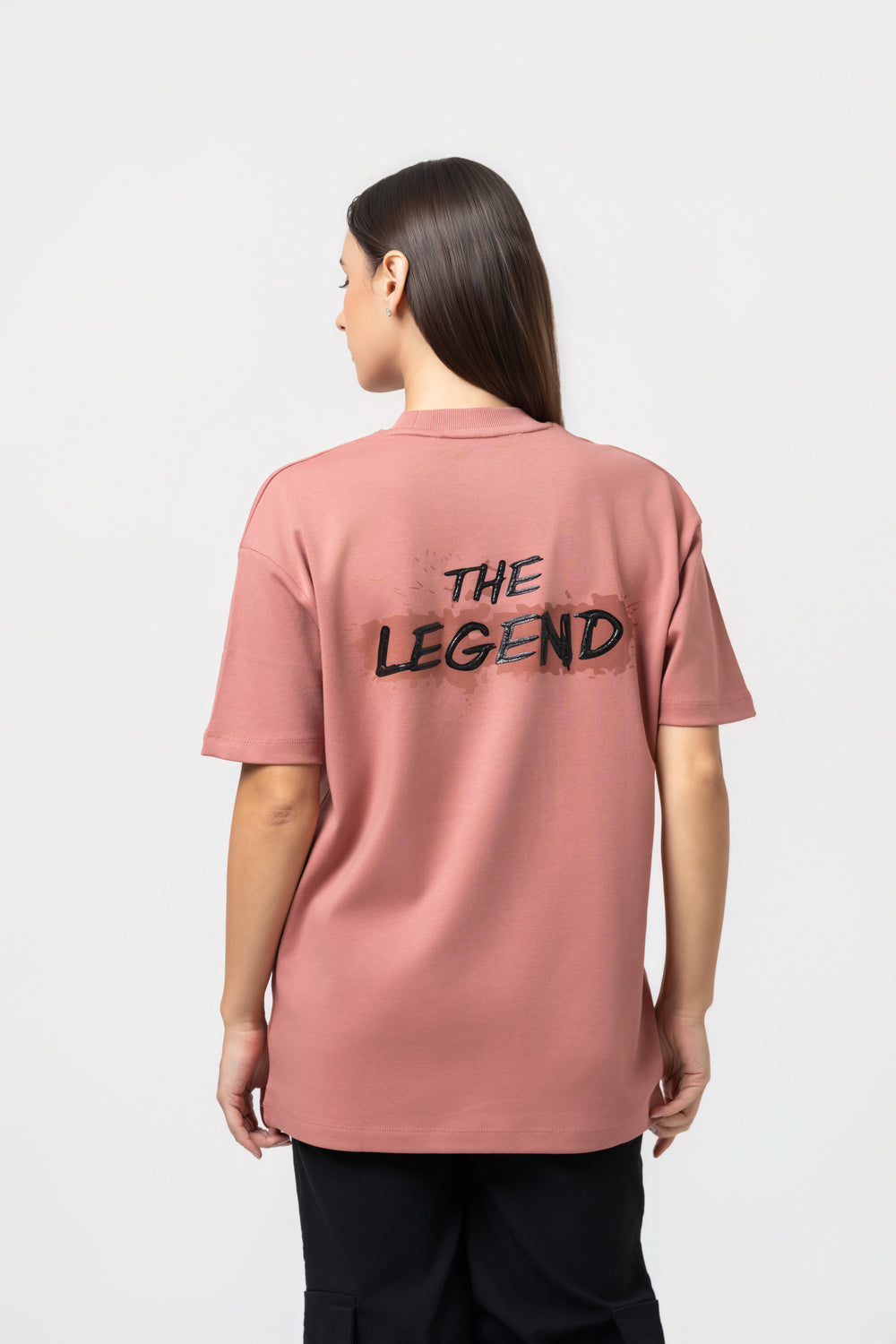 Oversize Backprint Interlock Tee - THE LEGEND (DUSTY ROSE)