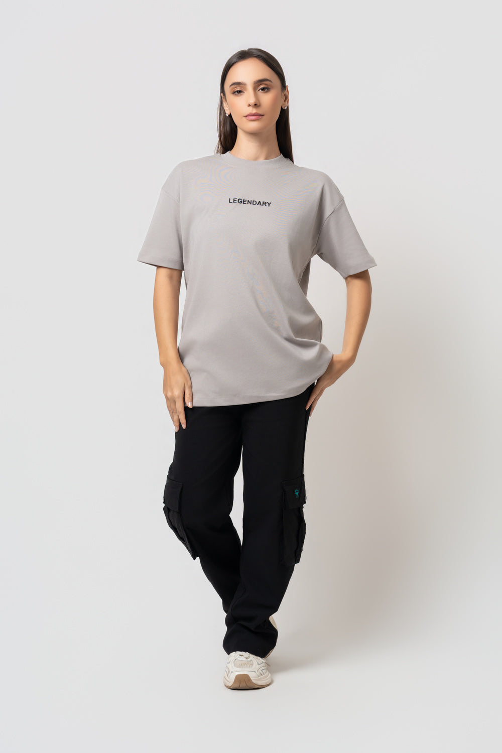 Oversize Backprint Interlock Tee - THE LEGEND (LITE ASH)