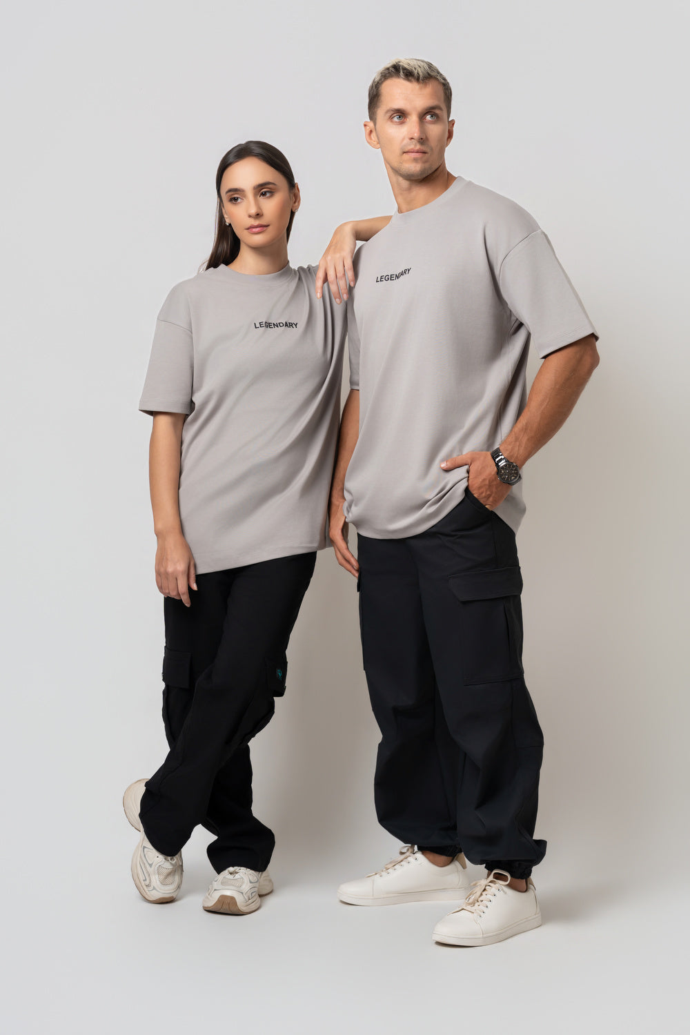 Oversize Backprint Interlock Tee - THE LEGEND (LITE ASH)