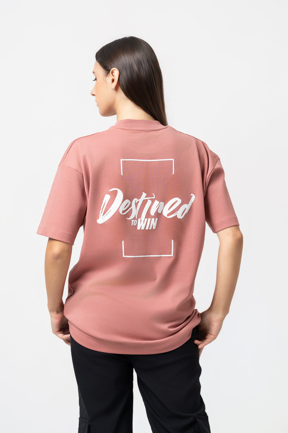 Oversize Backprint Interlock Tee - DESTINED TO WIN (DUSTY ROSE)