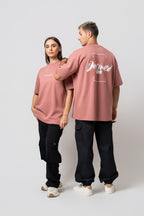 Oversize Backprint Interlock Tee - DESTINED TO WIN (DUSTY ROSE)