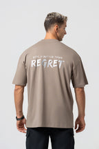 Oversize Backprint Interlock Tee - RISK IS BETTER THAN REGRET (DEEP BEIGE)