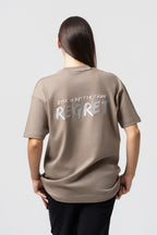 Oversize Backprint Interlock Tee - RISK IS BETTER THAN REGRET (DEEP BEIGE)