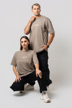 Oversize Backprint Interlock Tee - RISK IS BETTER THAN REGRET (DEEP BEIGE)