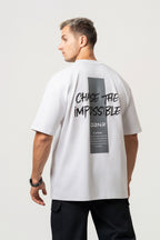 Oversize Backprint Interlock Tee - CHASE THE IMPOSSIBLE (WHITE)