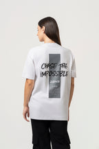 Oversize Backprint Interlock Tee - CHASE THE IMPOSSIBLE (WHITE)