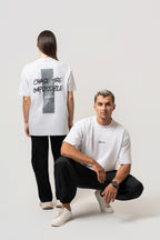 Oversize Backprint Interlock Tee - CHASE THE IMPOSSIBLE (WHITE)