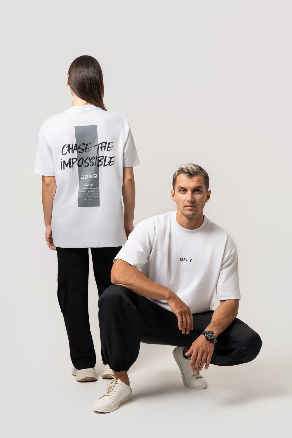 Oversize Backprint Interlock Tee - CHASE THE IMPOSSIBLE (WHITE)