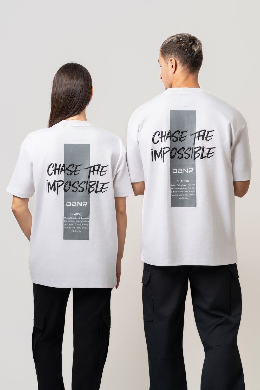 Oversize Backprint Interlock Tee - CHASE THE IMPOSSIBLE (WHITE)
