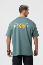 Oversize Backprint Interlock Tee - RISK IS BETTER THAN REGRET (MINT)