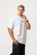 Oversize Backprint Interlock Tee - RISK IS BETTER THAN REGRET (WHITE)