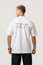 Oversize Backprint Interlock Tee - RISK IS BETTER THAN REGRET (WHITE)