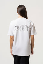 Oversize Backprint Interlock Tee - RISK IS BETTER THAN REGRET (WHITE)