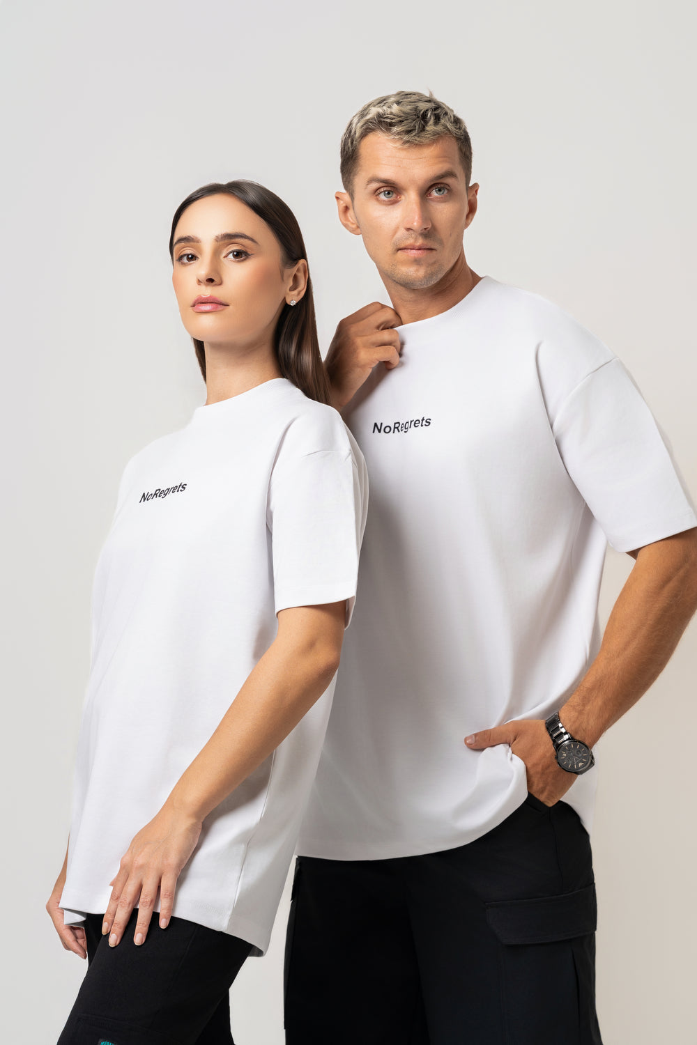 Oversize Backprint Interlock Tee - RISK IS BETTER THAN REGRET (WHITE)