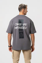 Oversize Backprint Interlock Tee - CHASE THE IMPOSSIBLE (DEEP ASH)