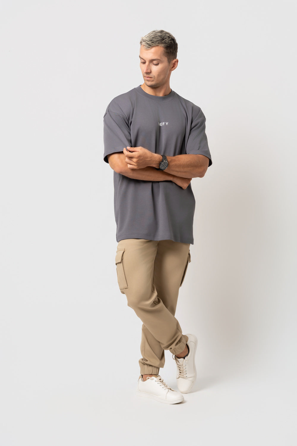 Oversize Backprint Interlock Tee - CHASE THE IMPOSSIBLE (DEEP ASH)