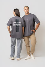 Oversize Backprint Interlock Tee - CHASE THE IMPOSSIBLE (DEEP ASH)
