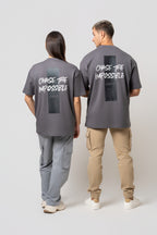 Oversize Backprint Interlock Tee - CHASE THE IMPOSSIBLE (DEEP ASH)