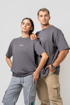 Oversize Backprint Interlock Tee - CHASE THE IMPOSSIBLE (DEEP ASH)
