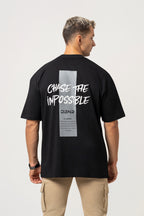 Oversize Backprint Interlock Tee - CHASE THE IMPOSSIBLE (BLACK)