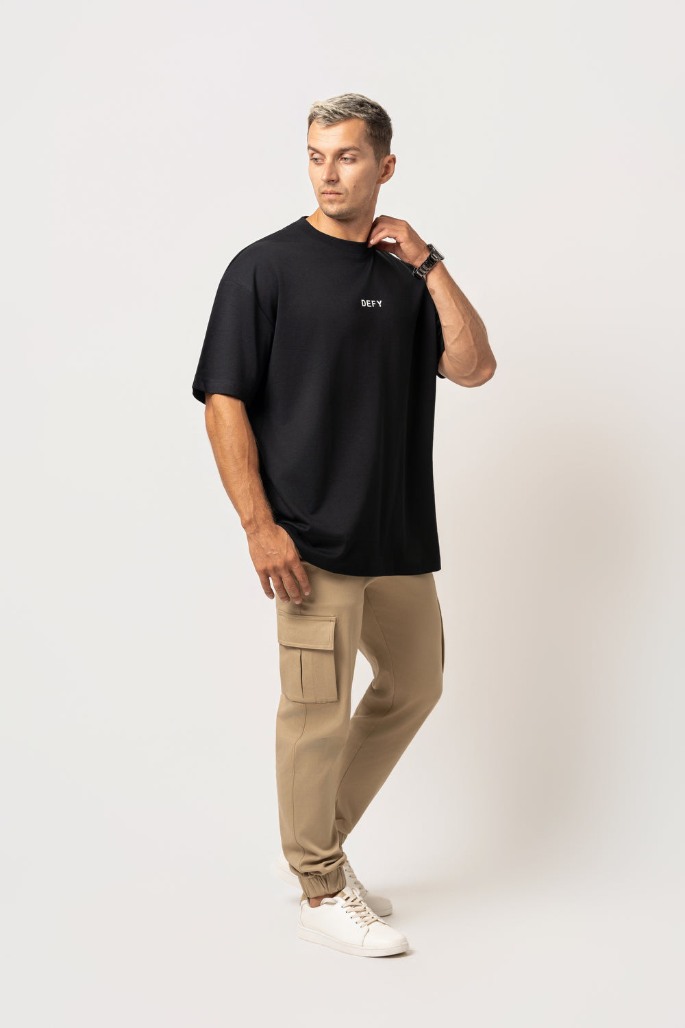 Oversize Backprint Interlock Tee - CHASE THE IMPOSSIBLE (BLACK)