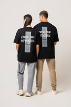 Oversize Backprint Interlock Tee - CHASE THE IMPOSSIBLE (BLACK)