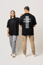 Oversize Backprint Interlock Tee - CHASE THE IMPOSSIBLE (BLACK)