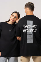 Oversize Backprint Interlock Tee - CHASE THE IMPOSSIBLE (BLACK)