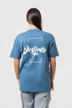 Oversize BaCKprint Interlock Tee - DESTINED TO WIN (ICE BLUE)