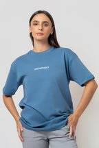 Oversize BaCKprint Interlock Tee - DESTINED TO WIN (ICE BLUE)