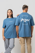 Oversize BaCKprint Interlock Tee - DESTINED TO WIN (ICE BLUE)