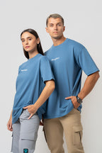 Oversize BaCKprint Interlock Tee - DESTINED TO WIN (ICE BLUE)