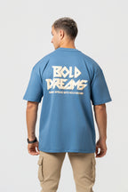 Oversize Backprint Interlock Tee - BOLD DREAMS (ICE BLUE)