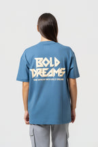 Oversize Backprint Interlock Tee - BOLD DREAMS (ICE BLUE)