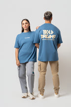 Oversize Backprint Interlock Tee - BOLD DREAMS (ICE BLUE)
