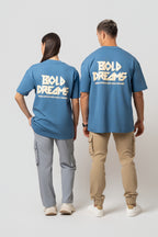 Oversize Backprint Interlock Tee - BOLD DREAMS (ICE BLUE)